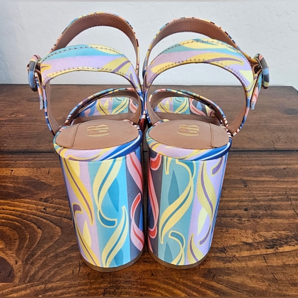 Gianni B Pastel Rainbow Retro/Contemporary Heels Blue/Yellow/Green  Sz 9.5M NWOB - Picture 5 of 7